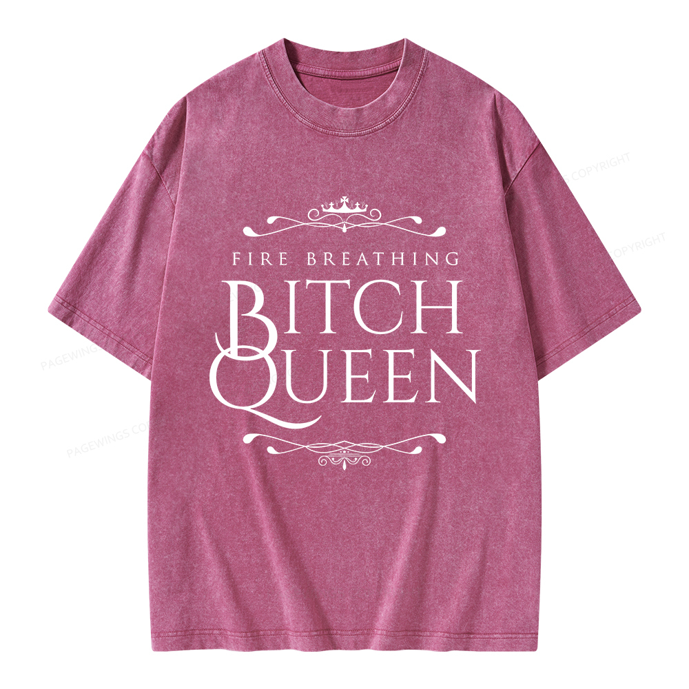 Pagewings Fire Breathing Bitch Queen Unisex Washed T-shirt
