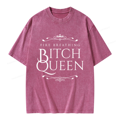 Pagewings Fire Breathing Bitch Queen Unisex Washed T-shirt