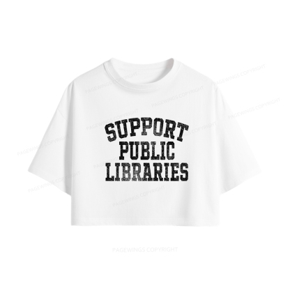 Pagewings Support Public Libraries Women Crop Tops