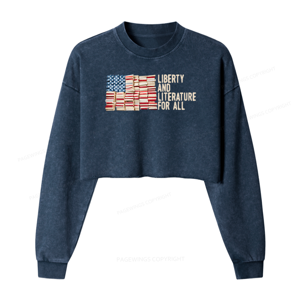Pagewings Liberty And Literature For All Washed Crop Sweatshirt