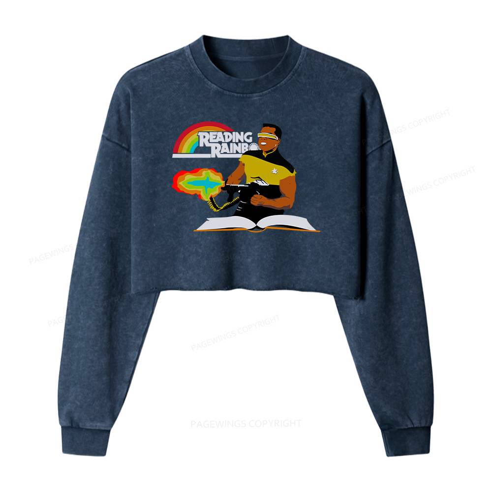 Pagewings Reading Rambo Washed Crop Sweatshirt