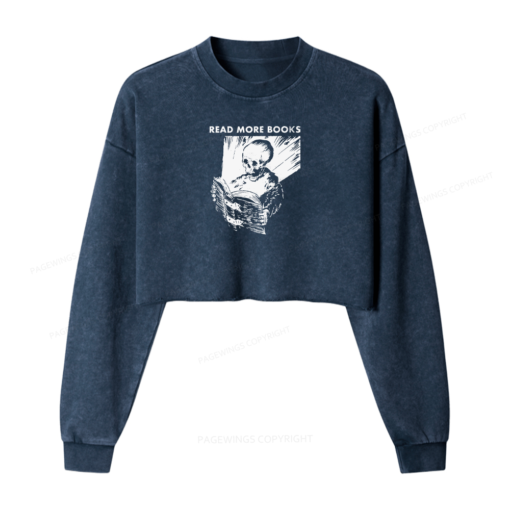 Pagewings Read More Books Washed Crop Sweatshirt