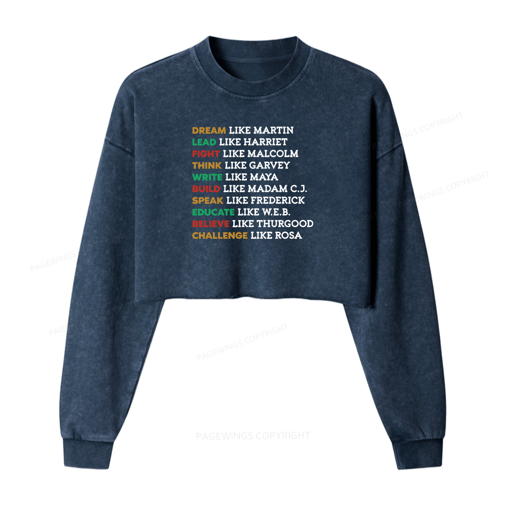 Pagewings Black History Month Washed Crop Sweatshirt