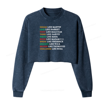 Pagewings Black History Month Washed Crop Sweatshirt
