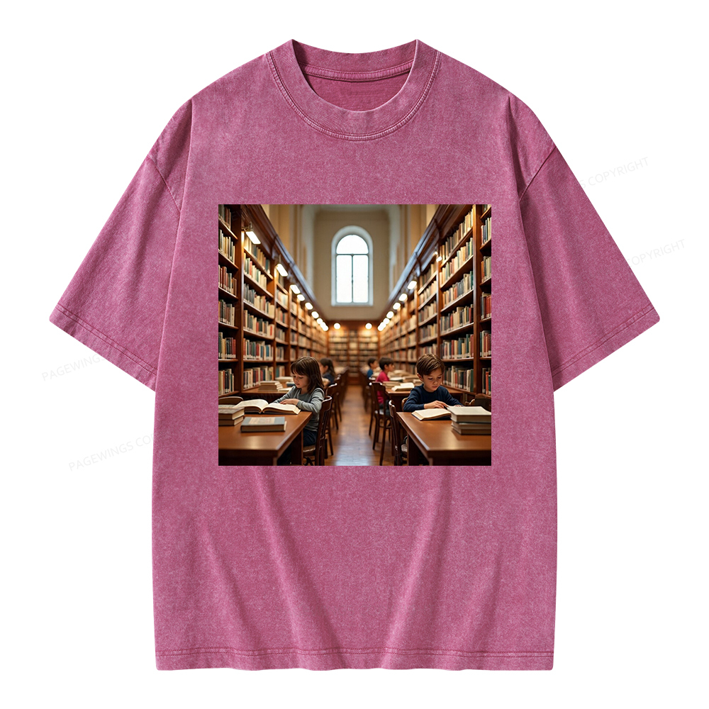 Pagewings Library Unisex Washed T-shirt