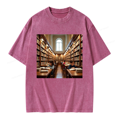 Pagewings Library Unisex Washed T-shirt