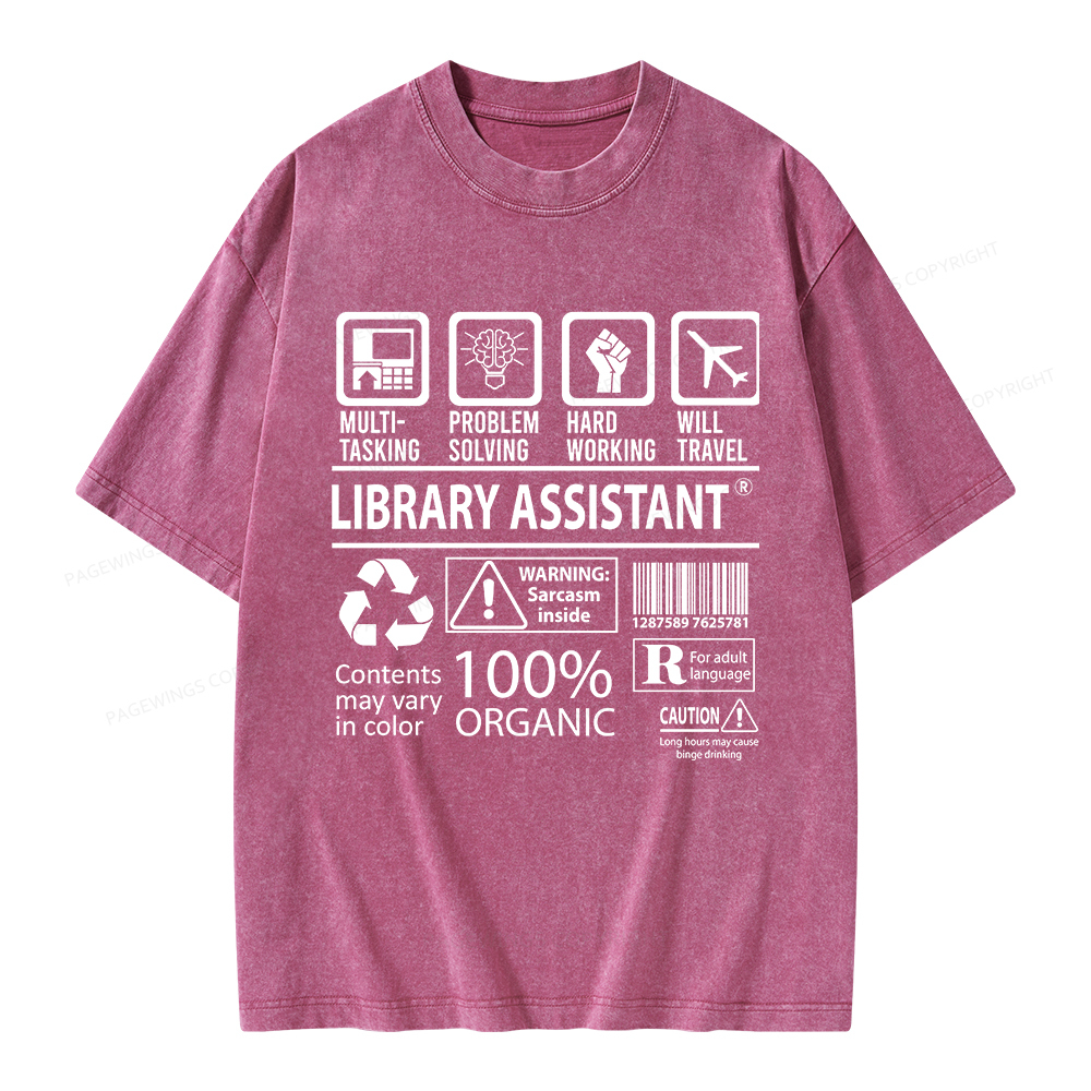 Pagewings Library Assistant Unisex Washed T-shirt