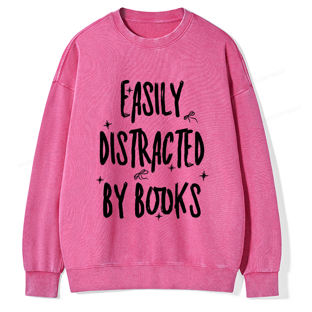 Pagewings Easily Distracted By Books Washed Sweatshirt