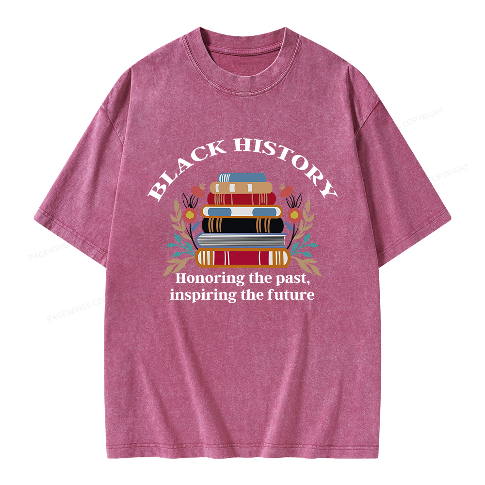 Pagewings Black History Honoring The Past Unisex Washed T-shirt