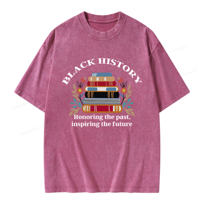 Pagewings Black History Honoring The Past Unisex Washed T-shirt