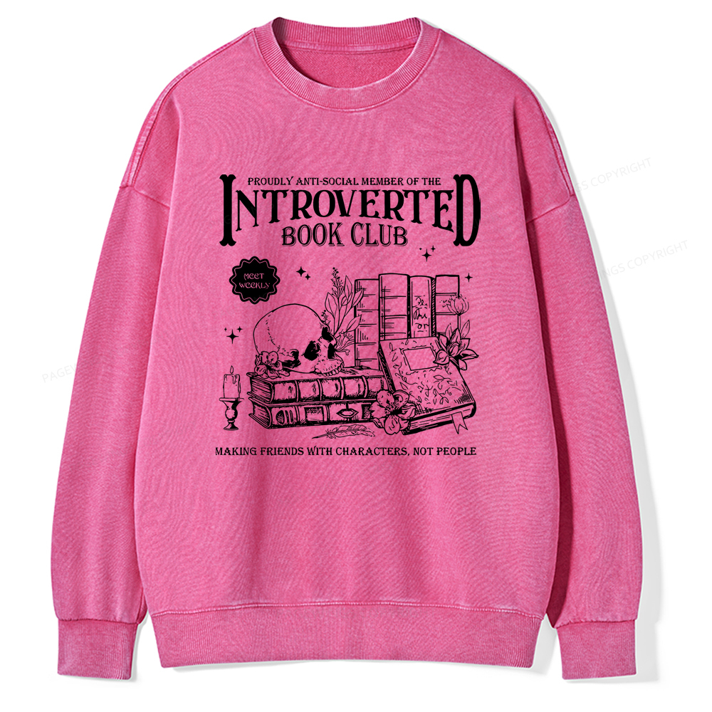 Pagewings Introverted Book Club Washed Sweatshirt