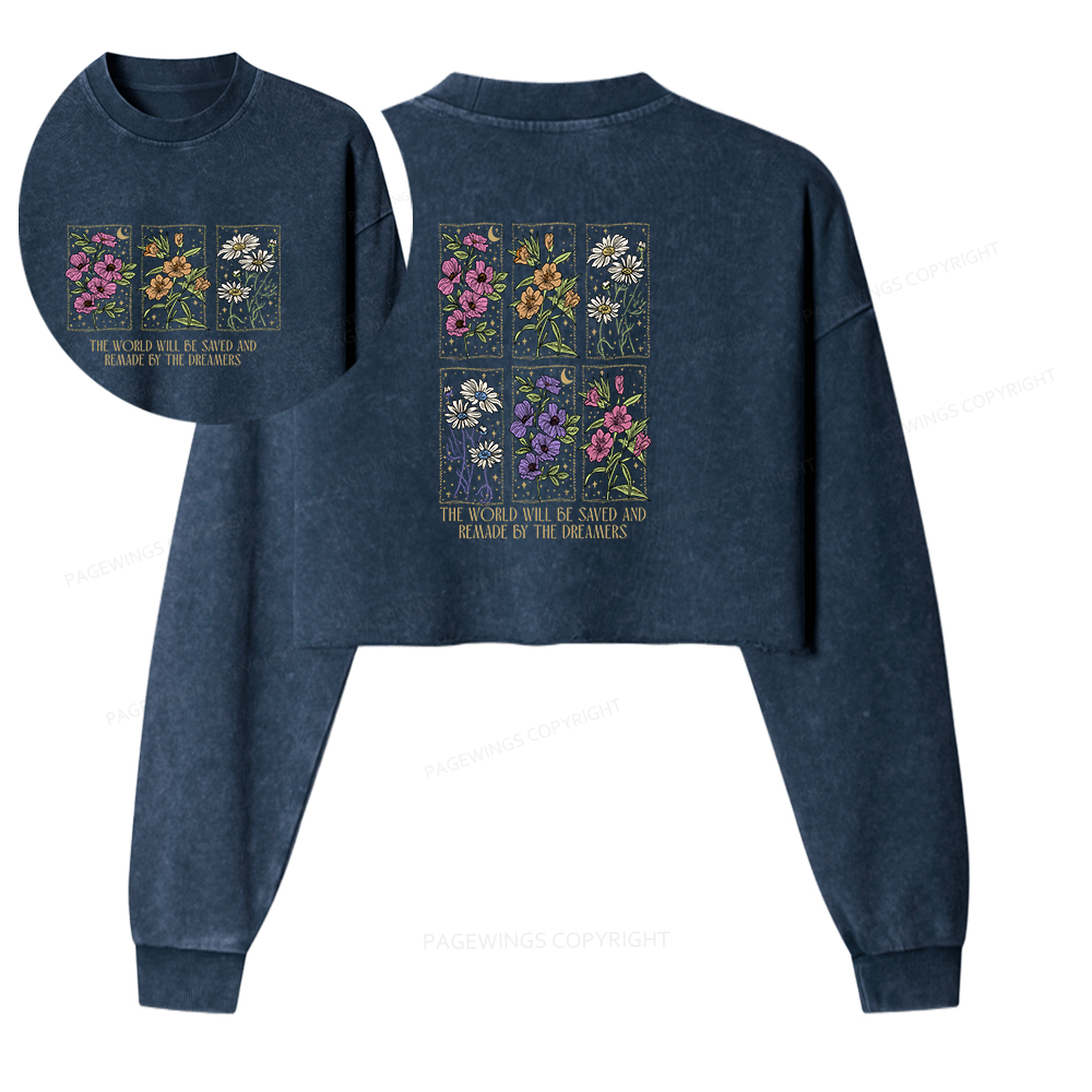 Pagewings The World Will Be Saved And Remade Washed Crop Sweatshirt