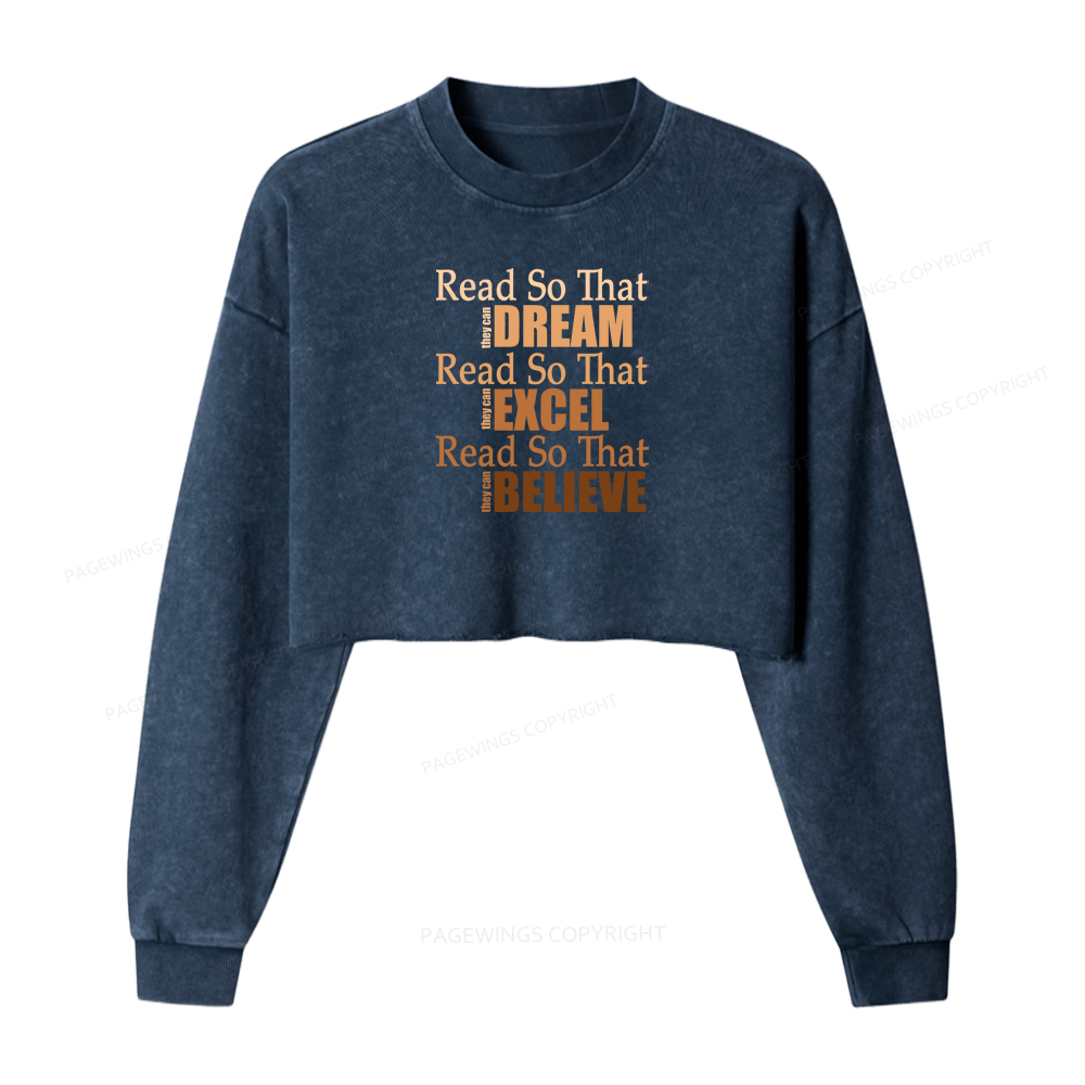 Pagewings Teacher Black History Month Washed Crop Sweatshirt