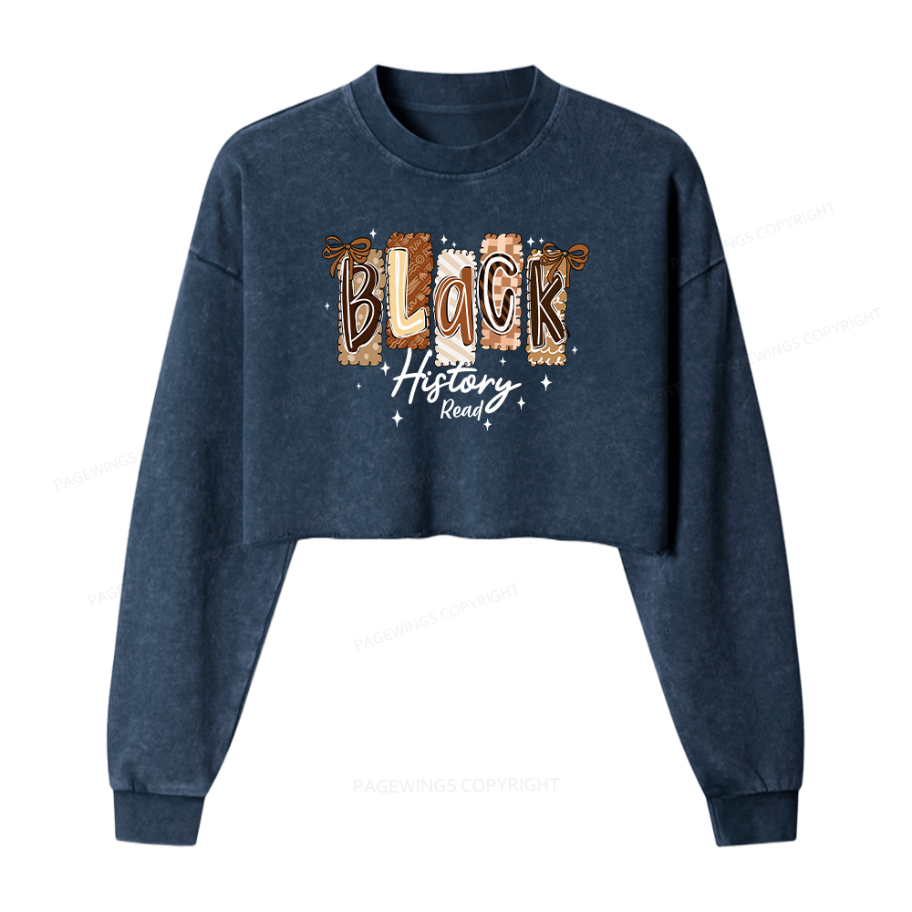 Pagewings Black History Washed Crop Sweatshirt
