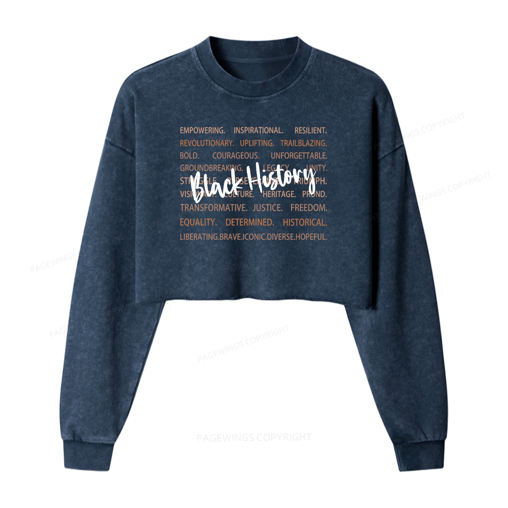 Pagewings Black History Washed Crop Sweatshirt
