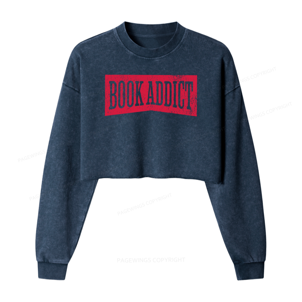 Pagewings Book Addict Washed Crop Sweatshirt