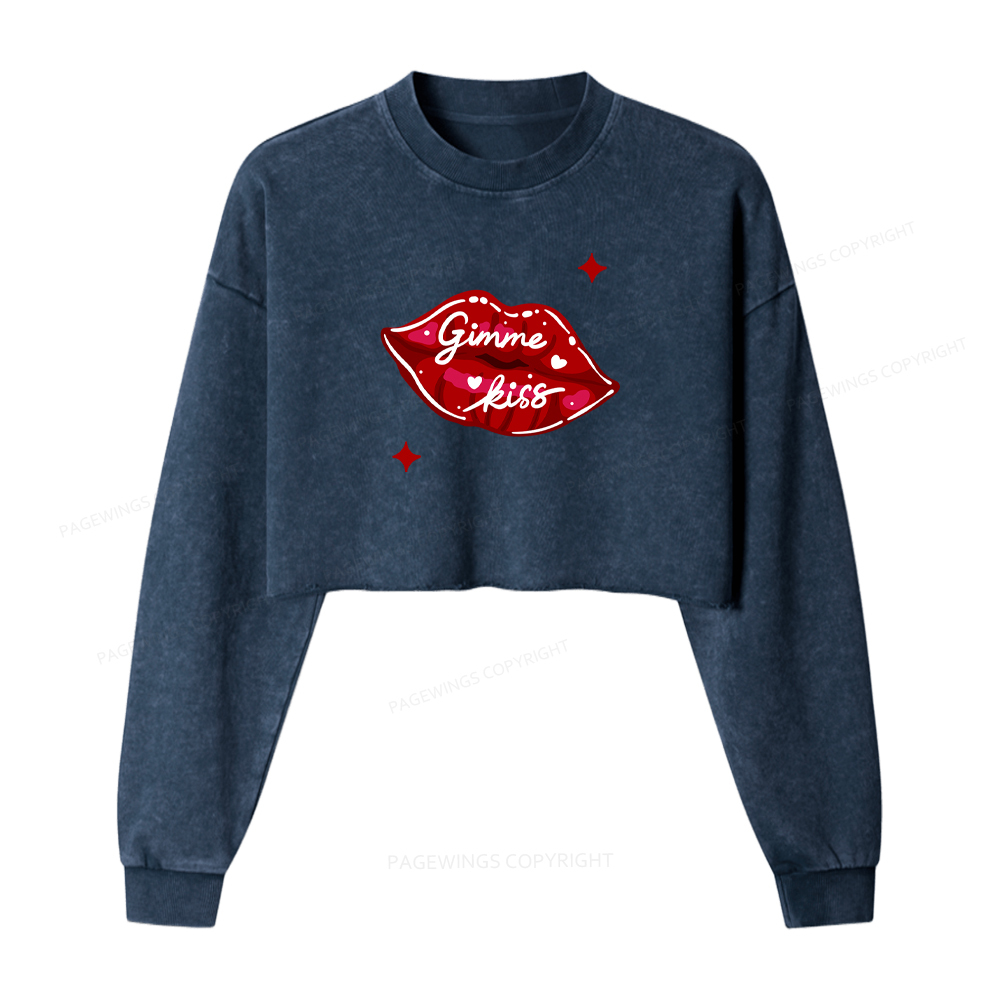 Pagewings Romance Book Lovers Washed Crop Sweatshirt