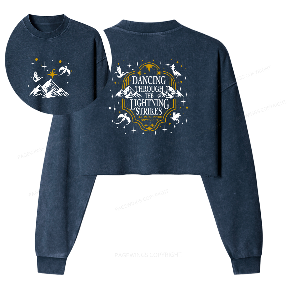 Pagewings Dragon Lover Washed Crop Sweatshirt
