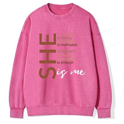 Pagewings Black Women She Is Me Washed Sweatshirt