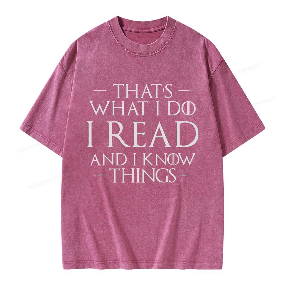 Pagewings I Read And I Know Things Unisex Washed T-shirt