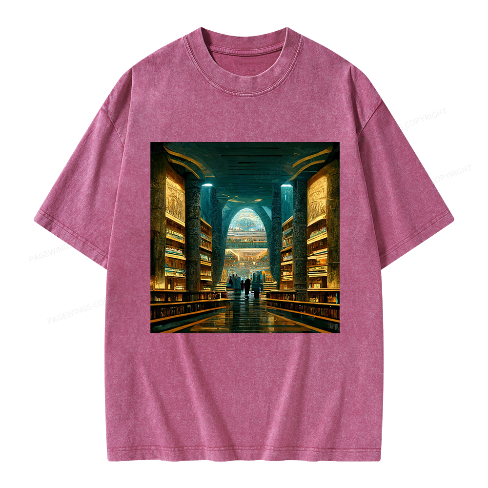 Pagewings Library Of Alexandria Unisex Washed T-shirt