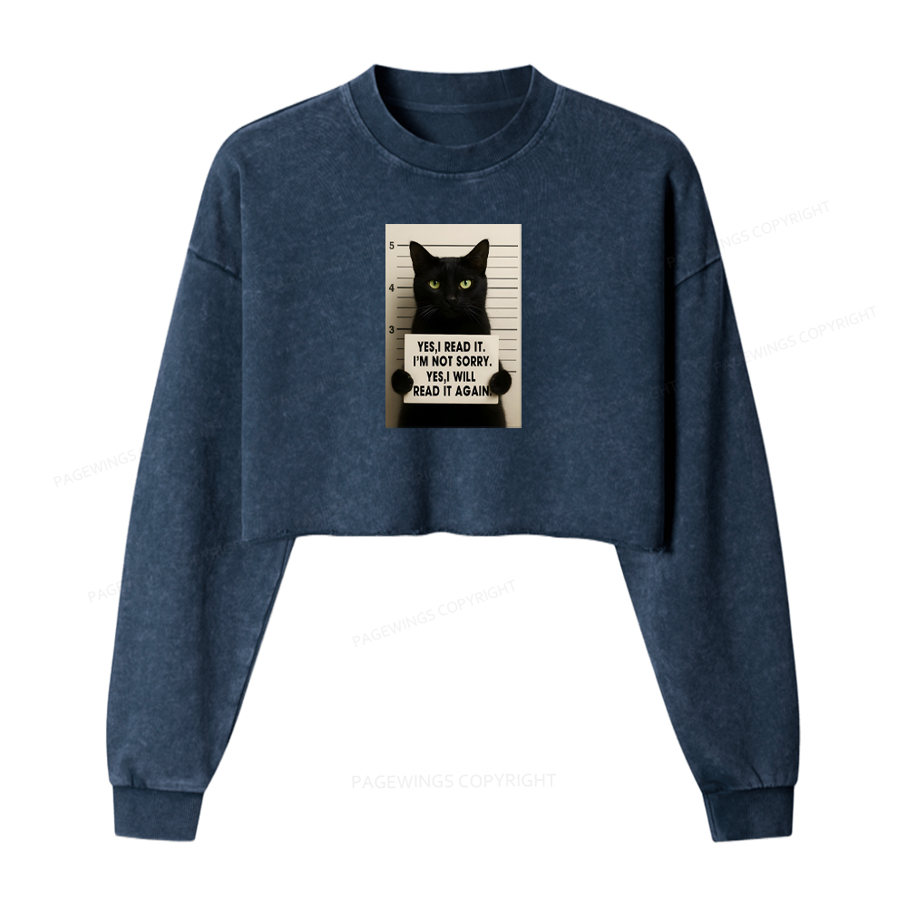 Pagewings Yes I Read It Washed Crop Sweatshirt
