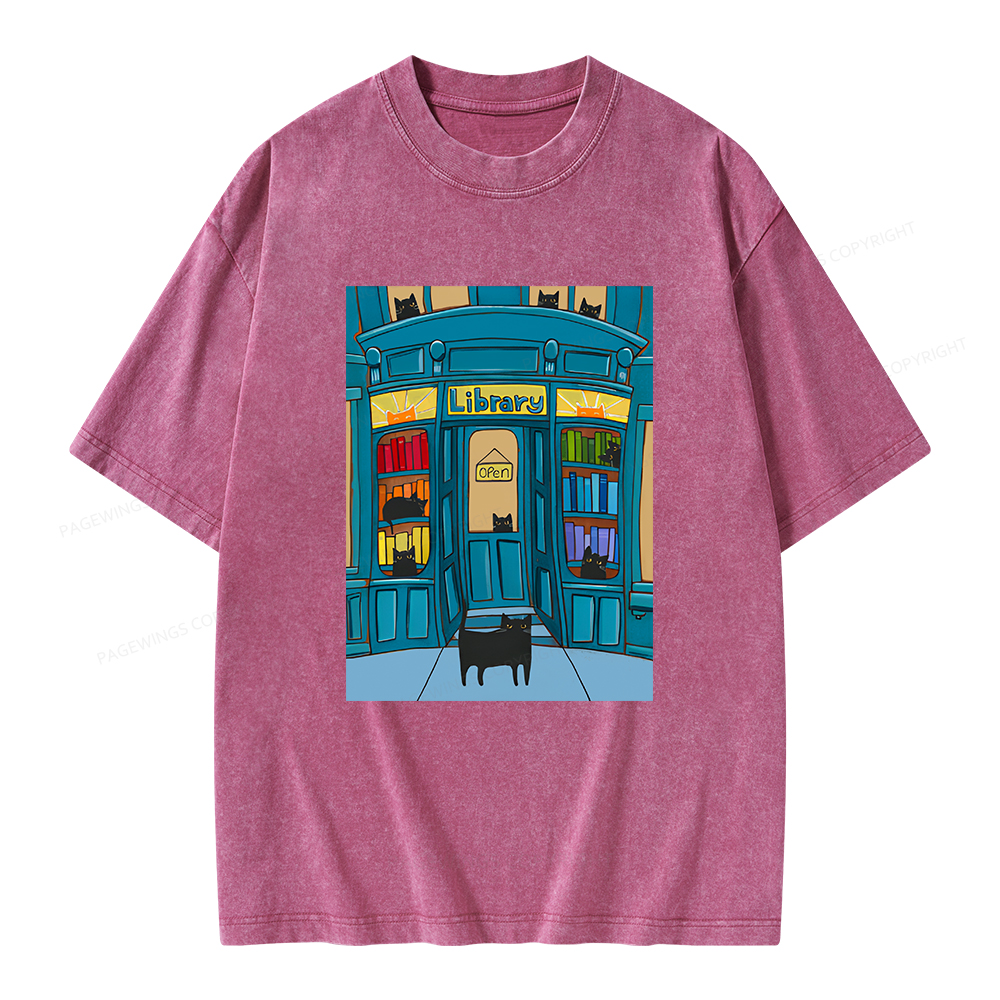 Pagewings Library Unisex Washed T-shirt