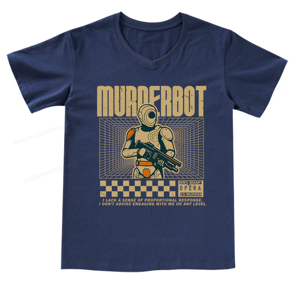 Pagewings Sci-Fiction Robot Hobby V-neck T-shirt