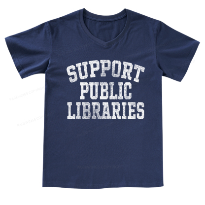 Pagewings Support Public Libraries V-neck T-shirt