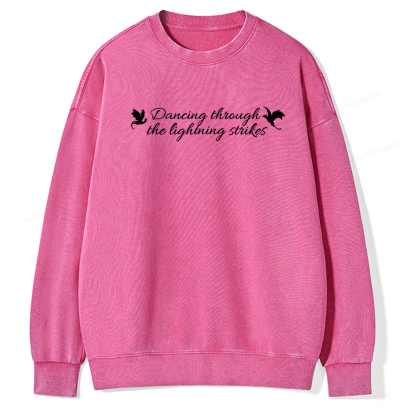 Pagewings Dancing Through Lightning Strikes Washed Sweatshirt