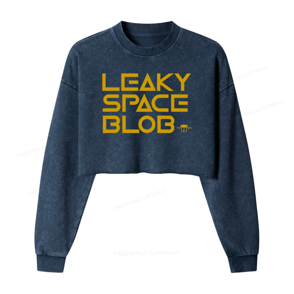 Pagewings Leaky Space Blob Washed Crop Sweatshirt