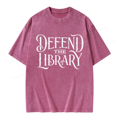 Pagewings Defend The Library Unisex Washed T-shirt