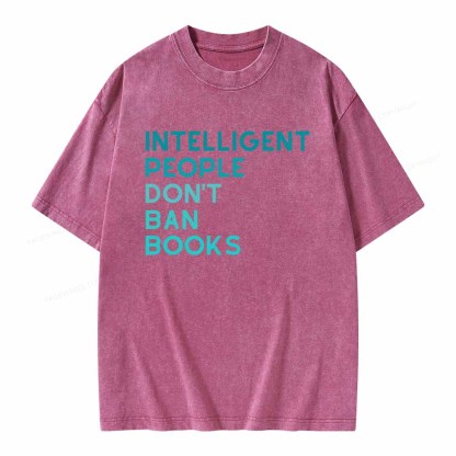 Pagewings Intelligent People Don't Ban Books Unisex Washed T-shirt
