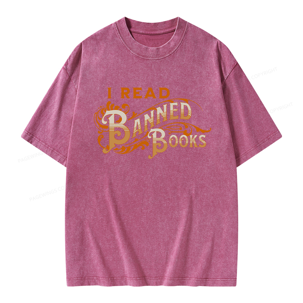 Pagewings I Read Banned Books Unisex Washed T-shirt