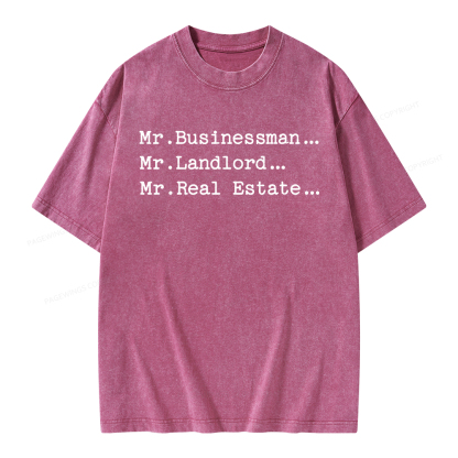 Pagewings Mr Businessman Mr Landlord Mr Real Estate Unisex Washed T-shirt