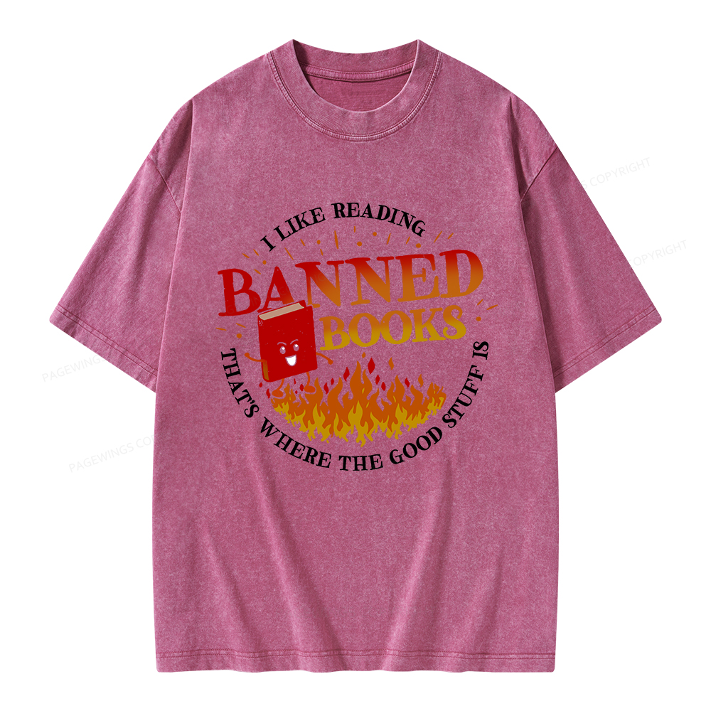 Pagewings Banned Books Unisex Washed T-shirt