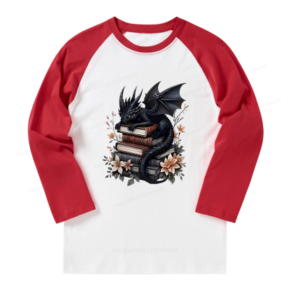 Pagewings Black Dragon Book  Long Sleeve Raglan T-shirt