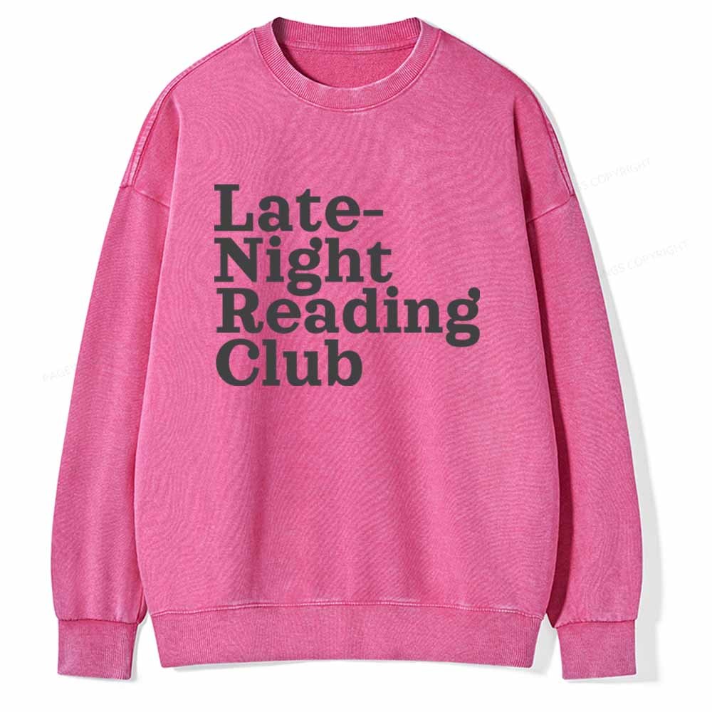 Pagewings Late-Night Reading Club Unisex Washed Sweatshirt