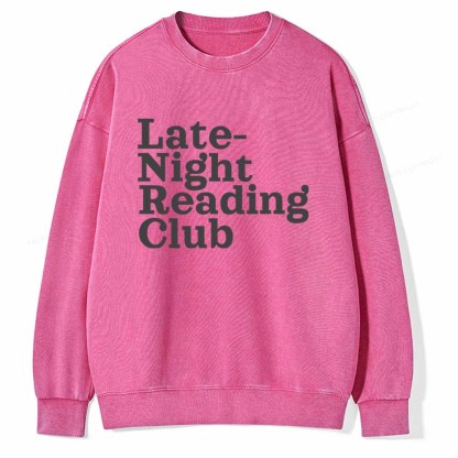Pagewings Late-Night Reading Club Unisex Washed Sweatshirt
