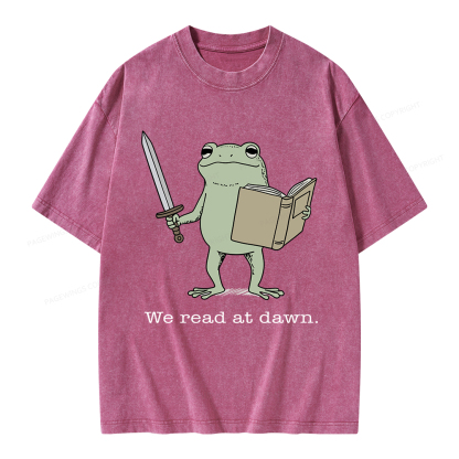 Pagewings We Read At Dawn Funny Frog Unisex Washed T-shirt