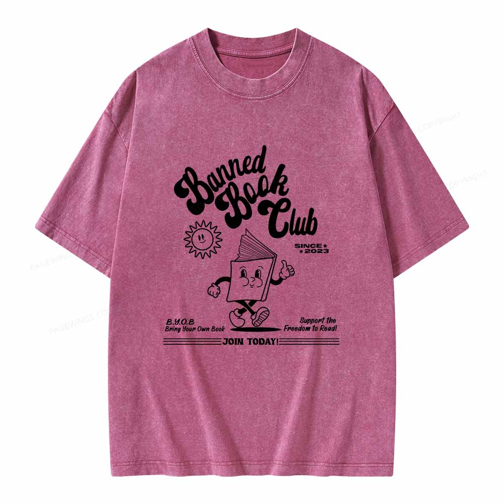 Pagewings Read Banned Books Unisex Washed T-shirt