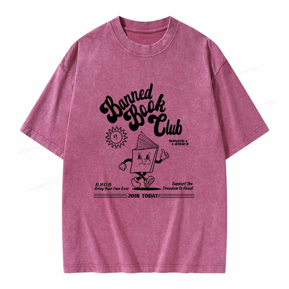Pagewings Read Banned Books Unisex Washed T-shirt