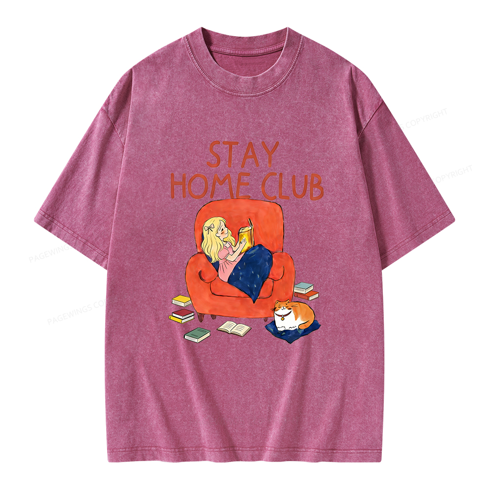 Pagewings Stay Home Club Unisex Washed T-shirt