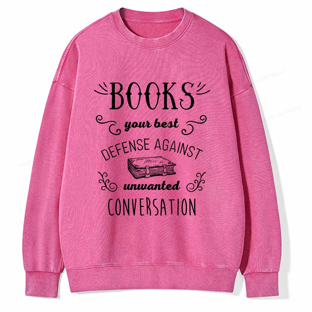 Pagewings Books your best defense Book Reading Unisex Washed Sweatshirt