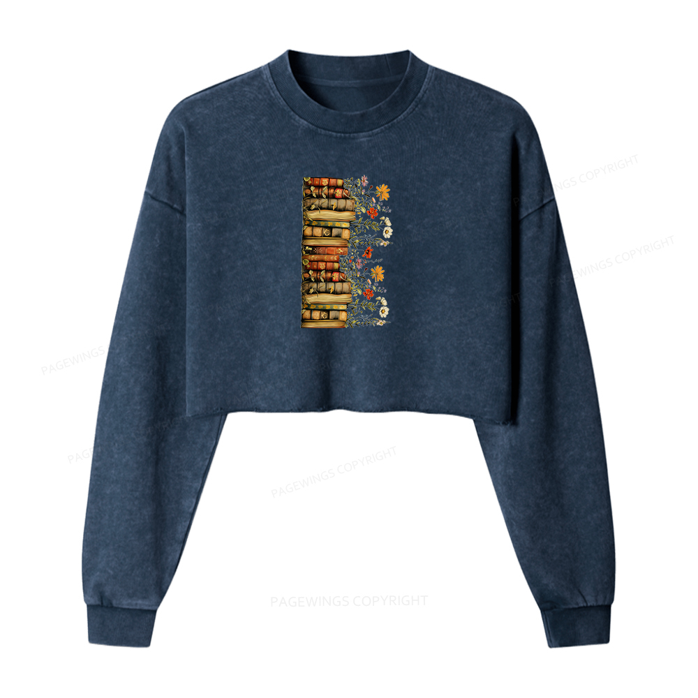Pagewings Blossom Books Washed Crop Sweatshirt