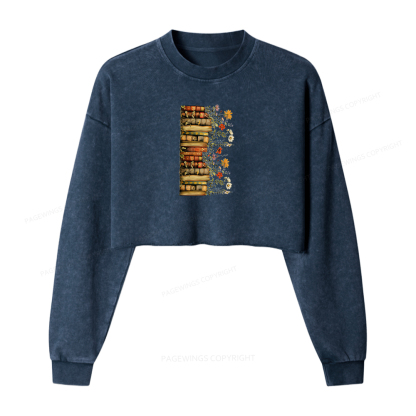 Pagewings Blossom Books Washed Crop Sweatshirt