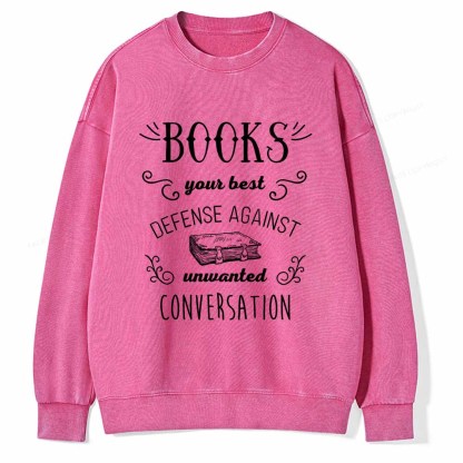Pagewings Books your best defense Book Reading Unisex Washed Sweatshirt