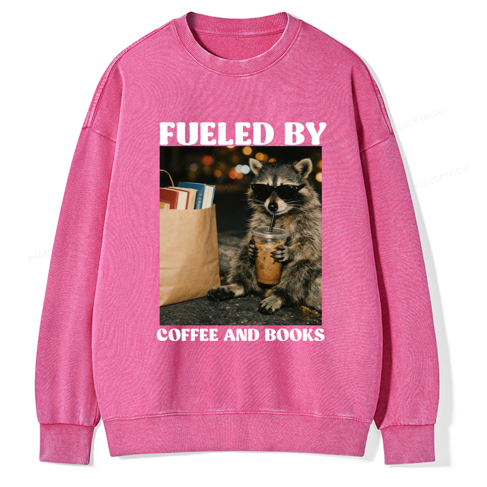 Pagewings Fueled by Coffee And Books Washed Sweatshirt