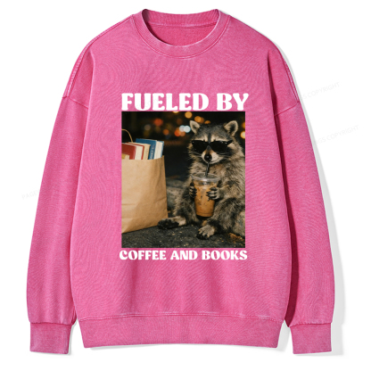Pagewings Fueled by Coffee And Books Washed Sweatshirt