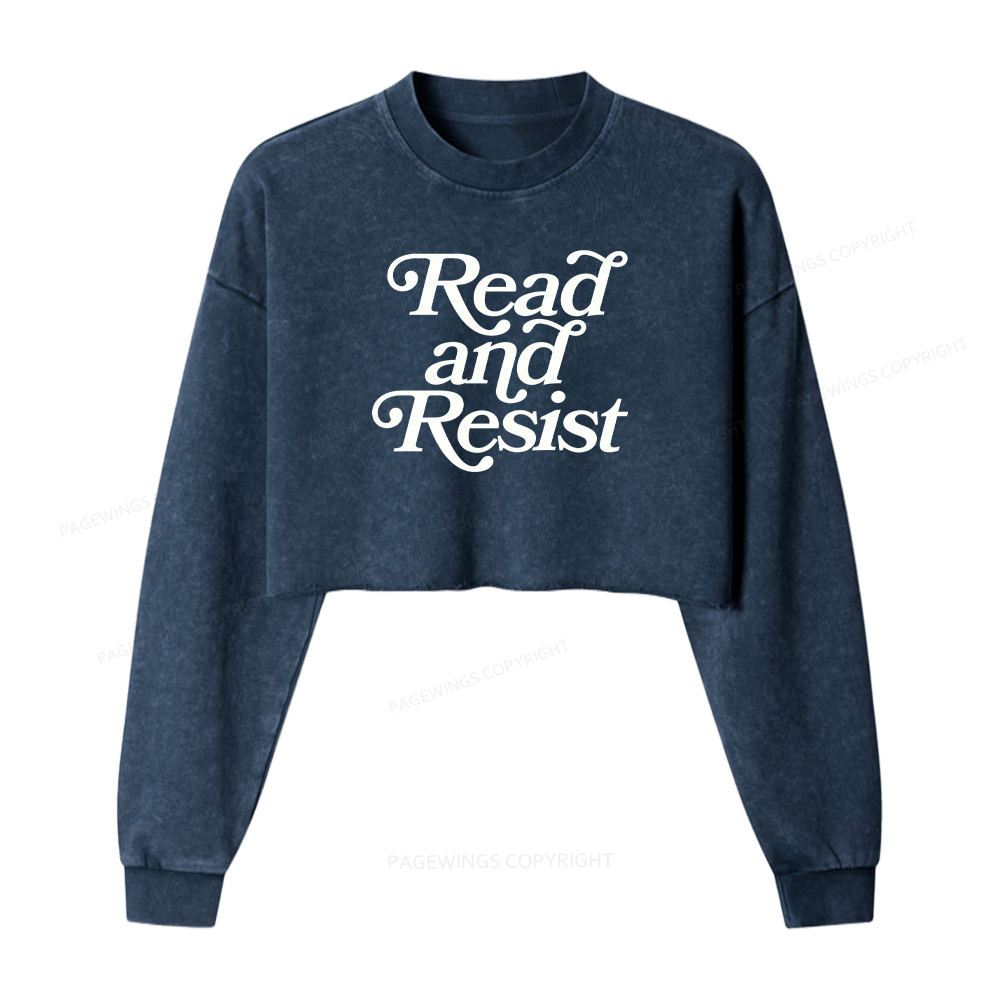Pagewings Read And Resist Washed Crop Sweatshirt